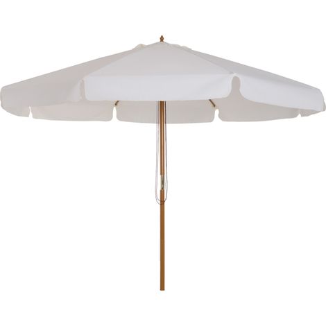 Ombrellone da Giardino con Doppio Tettuccio Ø325x250 cm in Legno di Bambù e Poliestere Crema (1/5)