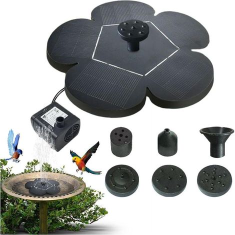 Pompe pour fontaine extérieure 1,4W débit 160 L/H 30-50 cm hauteur d’eau avec 5 buses interchangeables pour bassin décoratif (1/5)