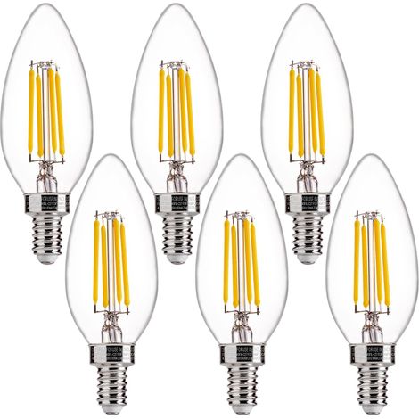 Ampoule LED équivalente 60W pour lustre, ampoule LED à culot B11 E12 à intensité variable, blanc naturel 3500K, 550LM, paquet de 6, certifiée UL, CA65.