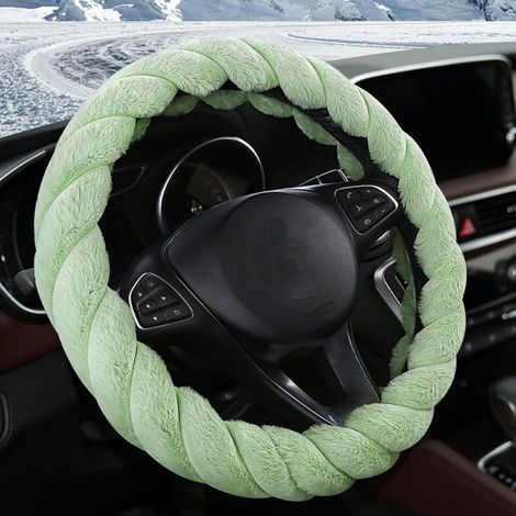 [JAMAIS UTILISÉ] Protège Volant Voiture, Couvre Volant Voiture, Housse de Volant Voiture, Couvre Volant en Peluche, Elastique Confortable Couverture (Grün) (1/4)