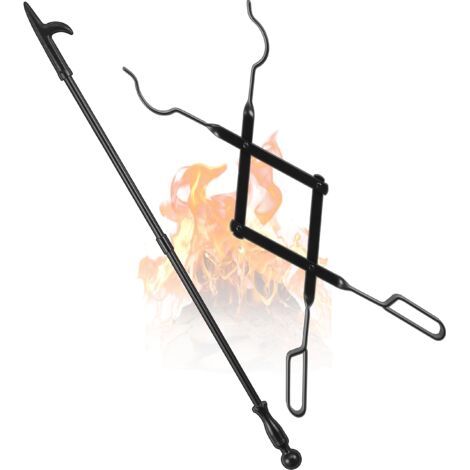 Poker de cheminée de 81,3 cm et Pince de cheminée de 63,5 cm pour Foyer, Outils de cheminée, Accessoires pour Le Camping, poêle à Bois, Patio, feu de Camp, Pique-Nique, intérieur et (1/5)