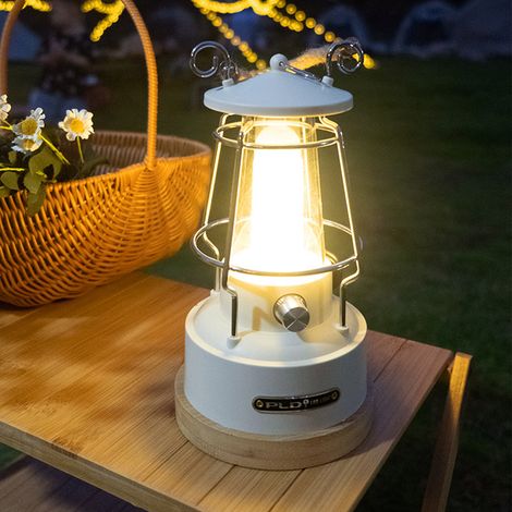 Lanterne de camping vintage à LED, fonctionnant sur piles, lampe de tente portable pour pique-nique et situations d'urgence. (1/5)