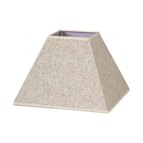 Pantalla piramidal E27 Tenorio Fabrilamp, pantalla de lino para lámpara de mesa o sobremesa, base cuadrada, color beige, 35x15x25 cm