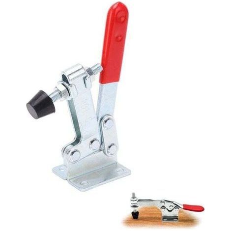 GH-201-C – Packung mit 1 vertikalen Kniehebelspanner mit horizontalem Fuß – Schnellspanner für vertikale und horizontale Hebelmontage (1/4)