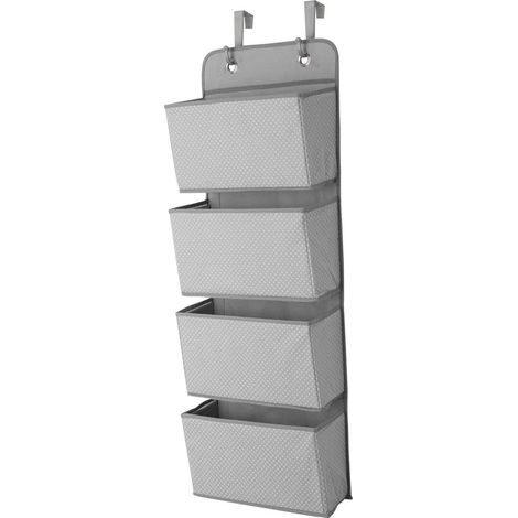 1 Organisateur de penderie, 4 compartiments, tissu pliable, avec crochets, pour chambre et salle de bain (1/5)