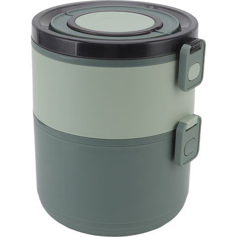 Boîte à lunch empilable 1600 ml, 2 étages, plastique de qualité alimentaire, isotherme, étanche, sans BPA, pour adultes, verte