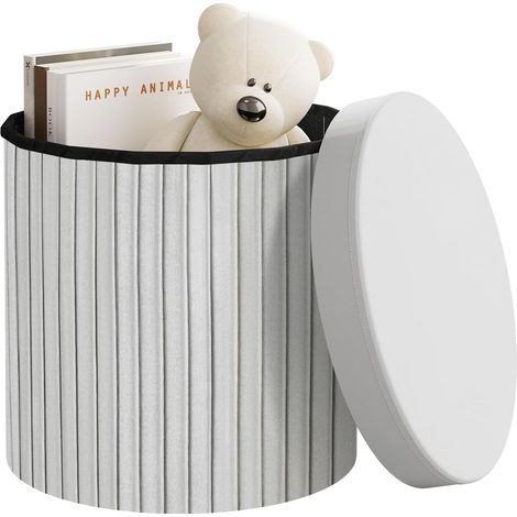 WOLTU 2x POUF CONTENITORE TONDO cilindrico φ38xH36cm puf pouff puff Grigio chiaro