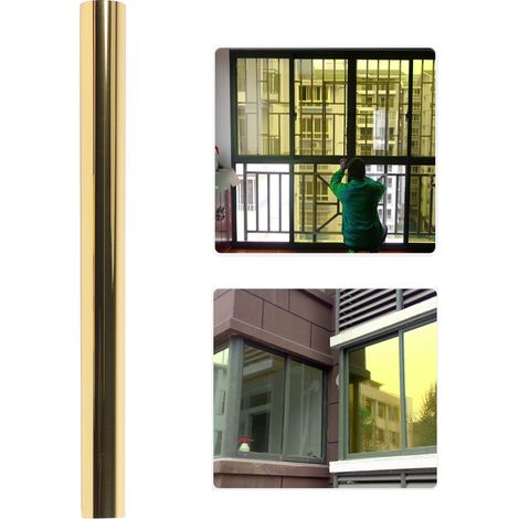 Film solaire unidirectionnel 0,5 x 3 mètres, film isolant thermique pour fenêtres, couleur or, pour la maison (1/5)