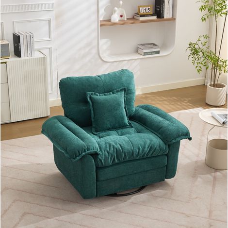 Sessel 360° drehbar mit Stützkissen Chenille Grün OKMYHOME (1/5)