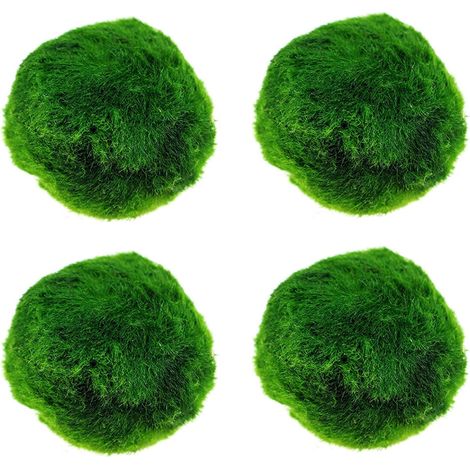 Lot de 4 boules de mousse pour aquarium, plantes vivantes, boules décoratives vertes pour aquarium, décoration de terrarium d'eau douce (1/5)