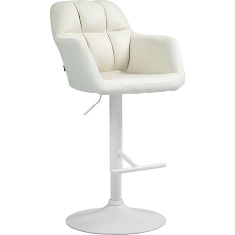 Sgabello da bar in tessuto Natoma crema Metallo bianco opaco