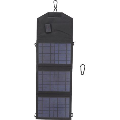 Chargeur Solaire Portable Pliable 10.5W - Banque d'Énergie Solaire avec Crochets pour Randonnée et Camping (1/5)