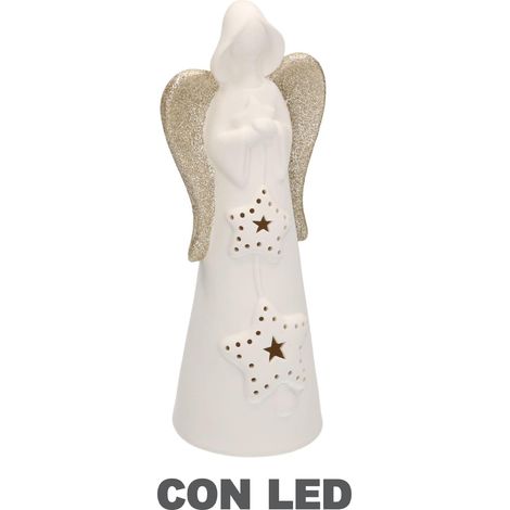 Angelo ceramica bianco oro con led 10,5h27,5 (1/5)