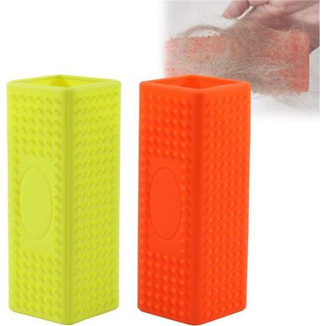 Brosse en silicone pour nettoyer les meubles et les tapis, les poils d'animaux et les canapés, jaune et orange (1/4)