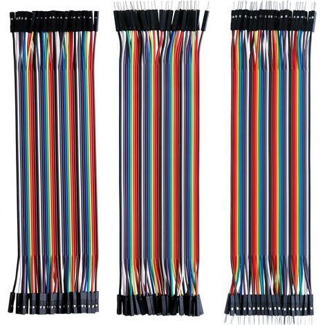 120pcs Multicolored Dupont Wire 40-pin Male to Female, 40-pin Male to Male, 40-pin Female to Female Breadboard Jumper Ribbon Cable Kit Compatible with Arduino Projects