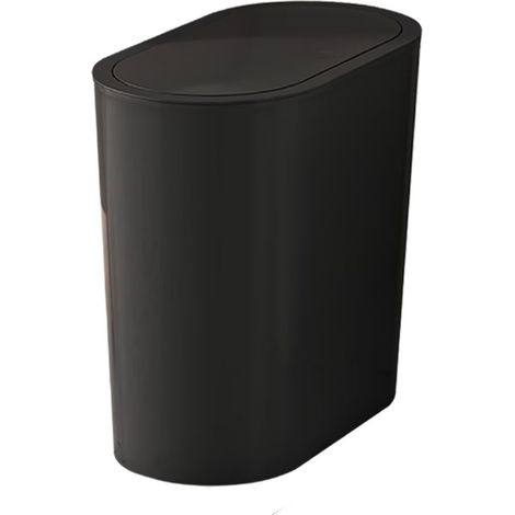 Poubelle Salle Bain avec Couvercle Basculant Design Compact et Moderne Plastique Résistant et Facile à Nettoyer avec Capacité 15L 17 x 31 x 31 cm,Noir (1/2)