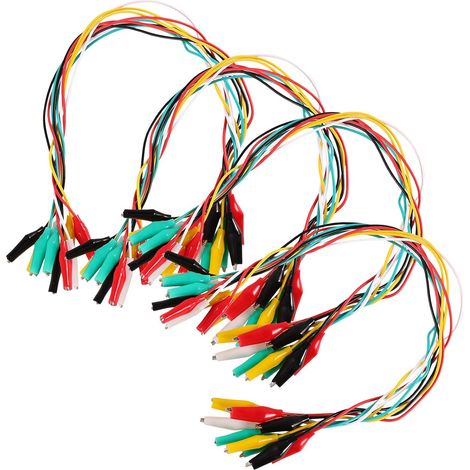 Câbles de Test Conductivité Électrique Forte avec Pinces Crocodiles en Cuivre et Pvc 40 Pièces Multicolores pour Dépannage et Prototypage (1/5)