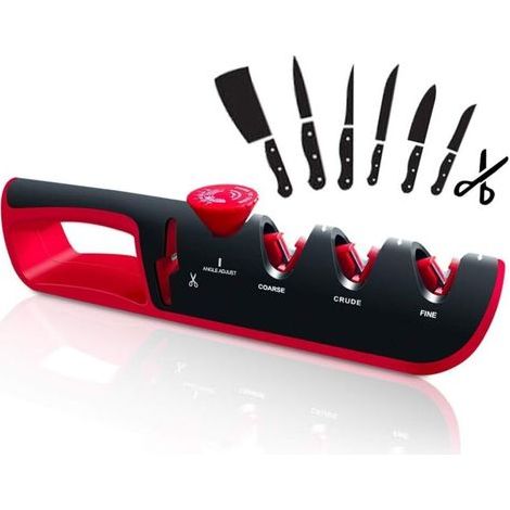 [JAMAIS UTILISÉ] Affuteur Couteau 4 en 1, Eguiseur de Couteau Aiguiseur Couteaux et Professionnel Kitchen Knife Sharpener, Angle Réglable Manuel Affutage Couteau Outil (1/4)