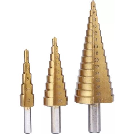 PUNTE CONICHE HSS A GRADINI PER TRAPANO KIT 3 PEZZI 4-12mm – 4-20mm – 4-32mm
