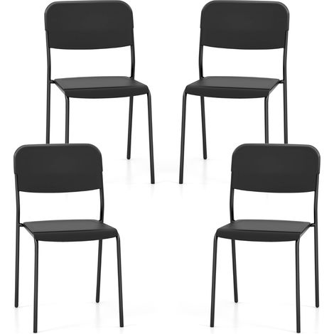 Set di 4 sedie da pranzo moderne, Sedie da cucina accumulabili con schienale inclinato e gambe metalliche Nero (1/5)