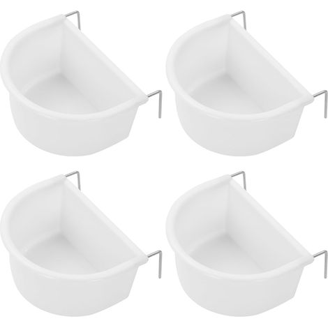 Set di 4 ciotole in plastica a forma di D con gancio per appendere pappagalli, parrocchetti, calopsitte e parrocchetti (1/5)