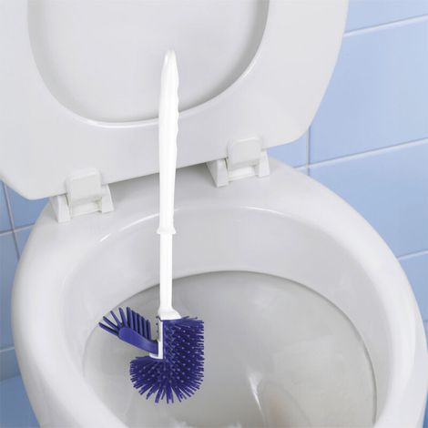 Brosse WC auto-nettoyante MAXIMEX lila 2 pièces avec porte brosse hygiénique et anti-goutte brosse WC design avec brosse rebord en silicone set pratique pour un nettoyage facile et rapide (1/5)