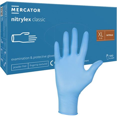 Guantes de nitrilo XL azul Mercator Nitrylex Classic 100 piezas (1/5)