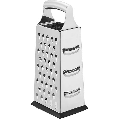 Rectangulaire Râpe à fromage ultra robuste en acier inoxydable 4 côtés avec base antidérapante , Noir (1/5)