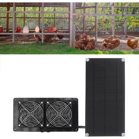 Ventilador extractor solar profesional de 10 W, doble ventilador, silicio monocristalino, 739 g, salida de 18 V CC, para invernadero, cobertizo, gallinero. (1/5)
