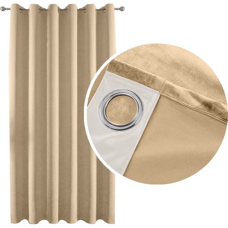 Verdunkelungsvorhang aus 90 % dickem Samt mit Ringen und Ösen, Beige, 140 x 250