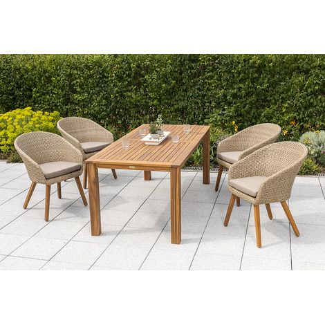 Arrone Set 5tlg 4 Sessel Kissen Tisch 185x90cm