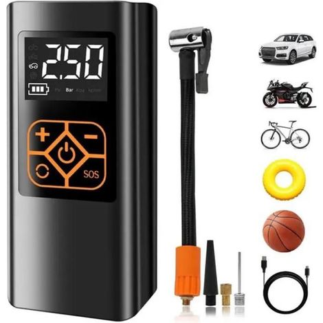 Gonfleur Pneus Voiture 150 PSI,Compresseur à Air Portable Sans Fil Rechargeable 4000mAh avec LED et Affichage Numérique -MIL (1/5)