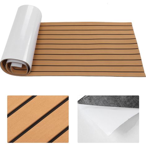 Revêtement de sol marin EVA antidérapant pour bateau, yacht, camping-car - Tapis adhésif 240x60cm (Noir et Or) (1/5)