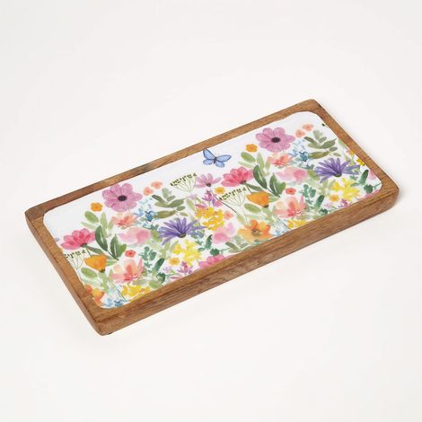 HOMESCAPES Spring Time Enamel Tray, 19 x 40cm (1/5)
