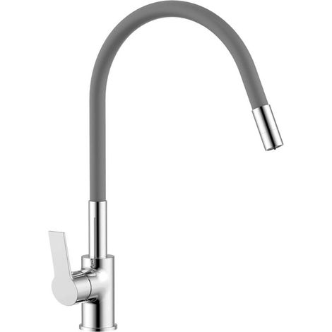 Jika Cubix - Miscelatore lavello con braccio flessibile e doccetta, grigio/cromo H3512I17702201 (1/2)