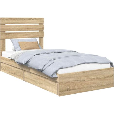 Storage Bed with Drawer Sonoma Oak 90 x 200 cm Engineered Wood vidaXL