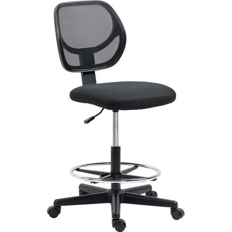 Chaise de bureau Vinsetto ergonomique-Revêtement cuir-Support lombaire-Réglage hauteur-Pivotante-Repose-pieds intégré-Noir (1/5)