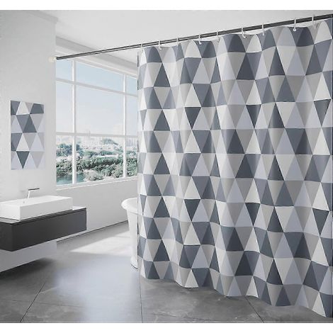 Rideau de douche 200 x 220 cm (largeur x hauteur), en polyester imperméable, antibactérien, anti-moisissure et lavable. (1/5)