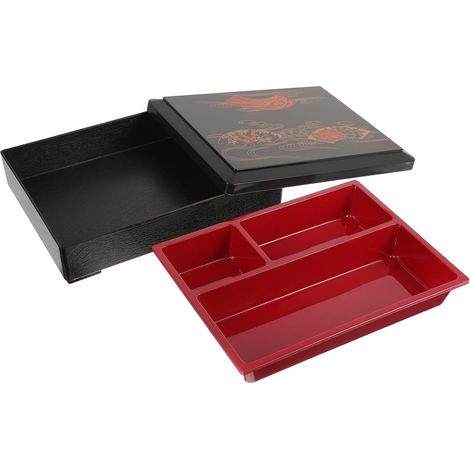 Boîte à bento japonaise Zerodeko en plastique noir avec 3 (1/5)