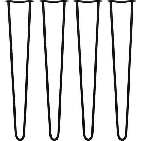 4 x 28" Hairpin Legs - 2 Prong - 12mm - Black (1/5)