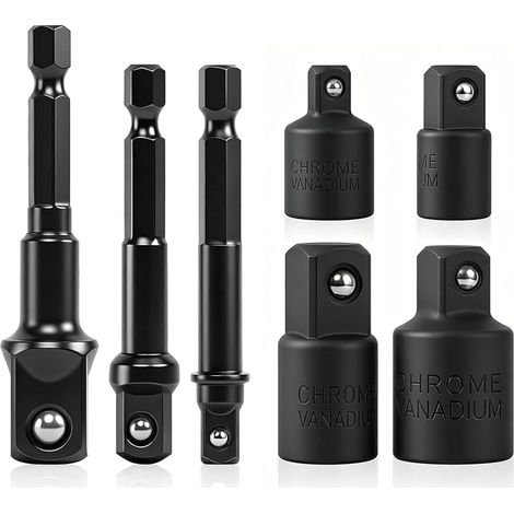 7 Pièces Adaptateur Douille, Hexagonale Adaptateur Set 1/2 3/8 1/4, Adaptor Converter de Perceuse Adaptateurs à Cliquet Socket Adaptor Converter pour Douilles à Cliquet (1/5)
