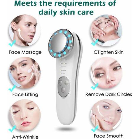 Appareil massage facial - 1 pièce, 7en1 haute fréquence LED bleu/rouge absorption crème lisse ride - Type appareil Étiquette (1/5)