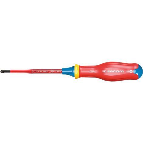 Facom – Tournevis porte-embout PZ2 125 mm – Pointe BORNEO – Conforme VDE 1000V – Pour vissage précis en milieu professionnel