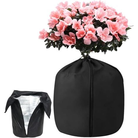 QORVA-2 Pcs Sac Antigel pour Plantes en Pot 45 x 50 cm, Protection hivernale pour Plantes, avec Fermeture Éclair et Cordon de Serrage, Facile à Installer, Conserve la Chaleur, Protection Contre Le Gel (1/5)