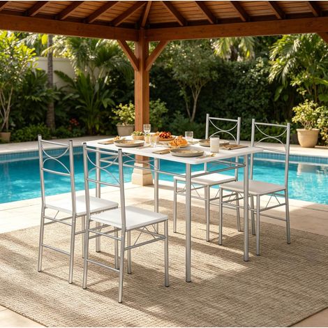 Ensemble table à manger moderne avec 4 chaises, gain de place et structure stable – 110 x 70 x 76 cm (1/4)