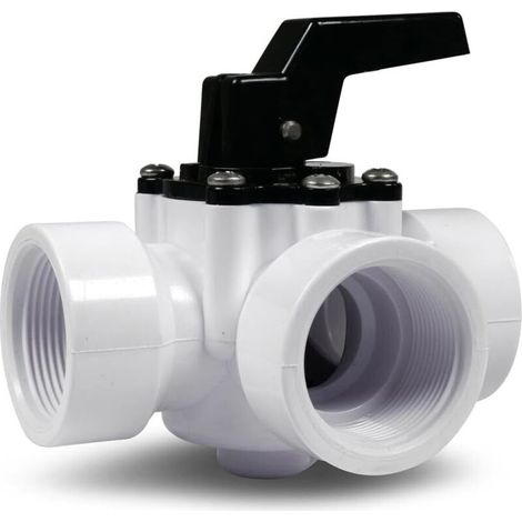 Vanne de piscine 3 voies de 1,5" pour systèmes solaires et pompes à chaleur — Pour un contrôle ciblé du débit d'eau — 4 réglages — 3 raccords à filetage intérieur (1/4)