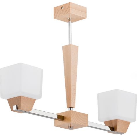 Suspension KORT Alfa bois clair, 2xE27, abat-jour carré (1/4)