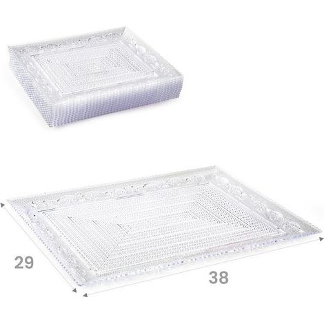 1 Piatto in Plastica Crystal Rettangolare Trasparente 38 x 29 cm (1/2)