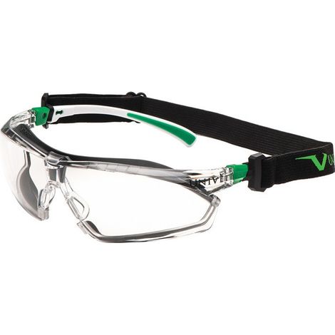 Gafas de seguridad 506 UP Hybrid EN 166.EN 170 Varillas blanco verde. Lente transparente