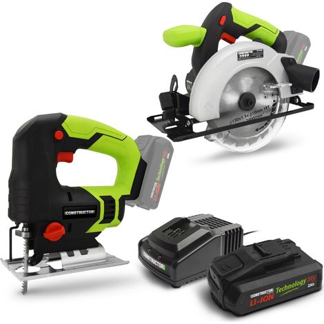Kit 2 machines sans fil 20V (scie sauteuse et scie circulaire) + 1 batterie 2Ah - Constructor (1/4)